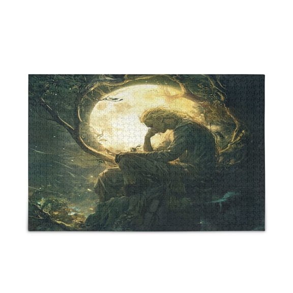 WOBOGO Reflections under The Moon Puzzle Challenge 1000 Piece Jigsaw Suitable for Game Night Finished Size 29.5 x 19.7in