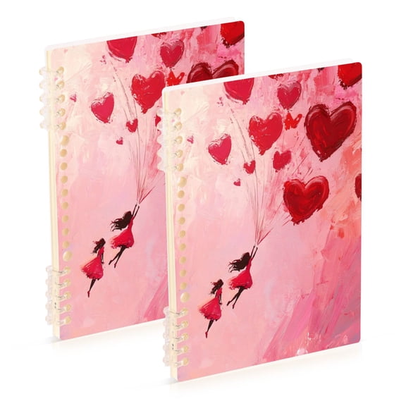 WOBOGO Release Red Heart Balloon Notebook College Horizontal Grid Paper Ink Spill Resistant Water Resistant Cover 8.3x5.7x0.4in