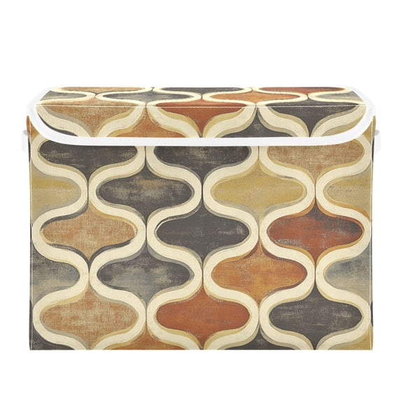 WOBOGO Retro Carpet Large Collapsible Storage Box Flip Lid Fabric Decorative Organizer Container Basket with Handles 16.512.611.8in