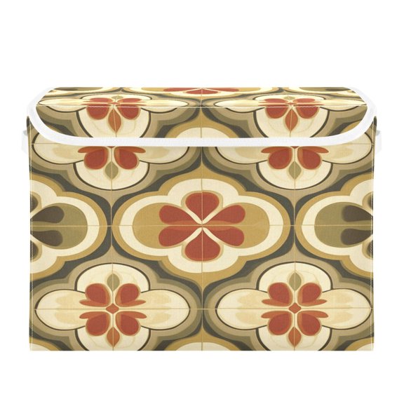 WOBOGO Retro Carpet Large Collapsible Storage Box Flip Lid Fabric Decorative Organizer Container Basket with Handles 16.512.611.8in