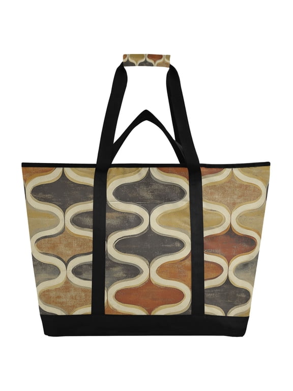 Retro Carpet Tote Cooler Bag Fold Flat Insulated Shopping Bag With Zipper For Work Picnic Beach Use 186.724in