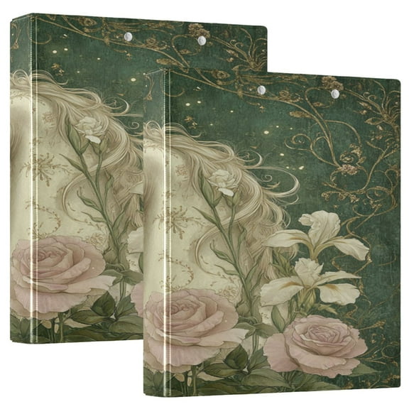 WOBOGO Retro Unicorn File Folders Extra Large Capacity to Hold 200 Sheets of Documents Hard Shell Ring Binder for School Home Office