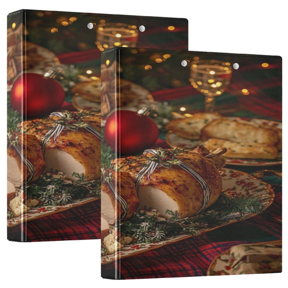 WOBOGO Roast Chicken File Folders Extra Large Capacity to Hold 200 Sheets of Documents Hard Shell Ring Binder for School Home Office