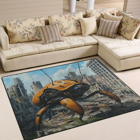 WOBOGO Robotic Insects Carpet Non-Slip Rugs Soft Doormat 80×58in Living Dining Room Bedroom Decorative