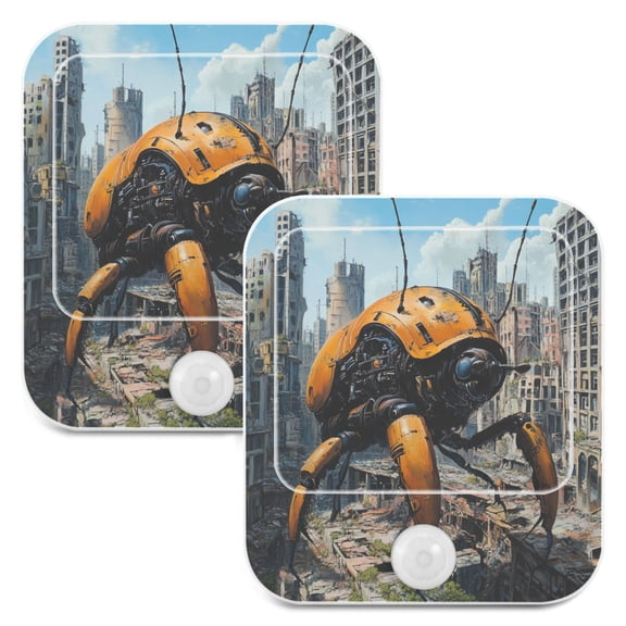 WOBOGO Robotic Insects Night Light Lamp with Smart Sensor Dusk to Dawn Sensor 0.6W Plug-in 2-Pack