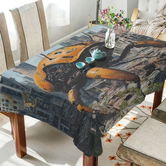WOBOGO Robotic Insects Square Tablecloth 54×54in Polyester Fabric Tablecloth Washable Dust Resistant Wrinkle Resistant