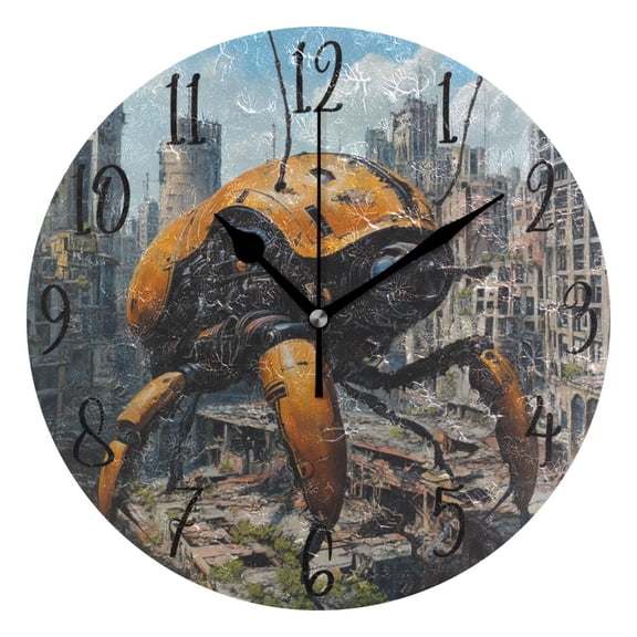 WOBOGO Robotic Insects Wall Clock 10in Silent Mechanism Battery Operated Retro Style for Living Room Bedroom and Kitchen Black Pointer