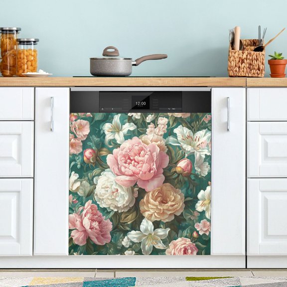 WOBOGO Rococo Floral Magnetic Dishwasher Sticker Personalized DIY Beautiful and Practical Home Kitchen Decorations 2316in