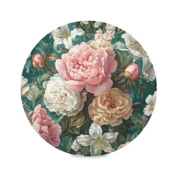 WOBOGO Rococo Floral Round Placemats Set of 1 Heat Resistant Washable Kitchen Table Decorations 15.4in