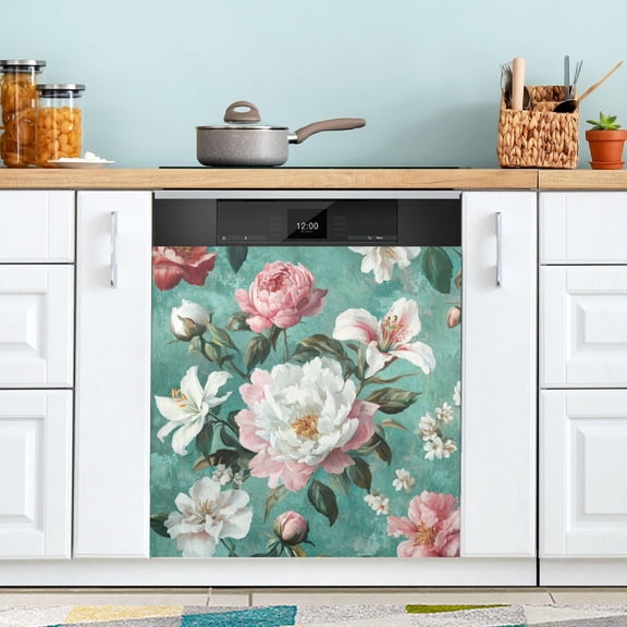 WOBOGO Rococo Florals Magnetic Dishwasher Sticker Personalized DIY Beautiful and Practical Home Kitchen Decorations 2316in