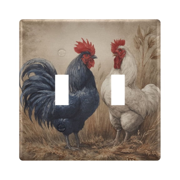 WOBOGO Rooster 2-hole Switch Plates PC Flame Retardant Plastic Material Glossy Finish Smooth Touch 4.56x4.48x0.27in