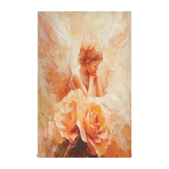 WOBOGO Rose Angel Kitchen Towel 1 Piece Large Cotton Dishcloth Premium Absorbency Set with Hanging Loop