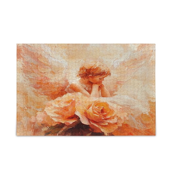 WOBOGO Rose Angel Puzzle Challenge 1000 Piece Jigsaw Suitable for Game Night Finished Size 29.5 x 19.7in