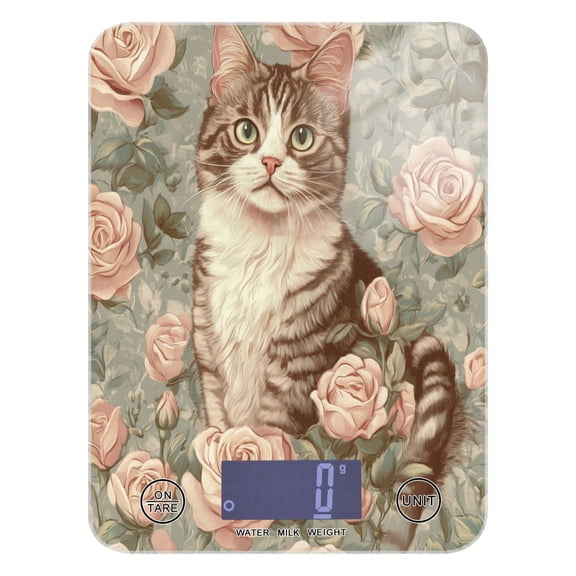 WOBOGO Rose Civet Cat Kitchen Scale Digital Gram and Ounce Weighing for Cooking Baking Ketogenic Diet Meal Prep
