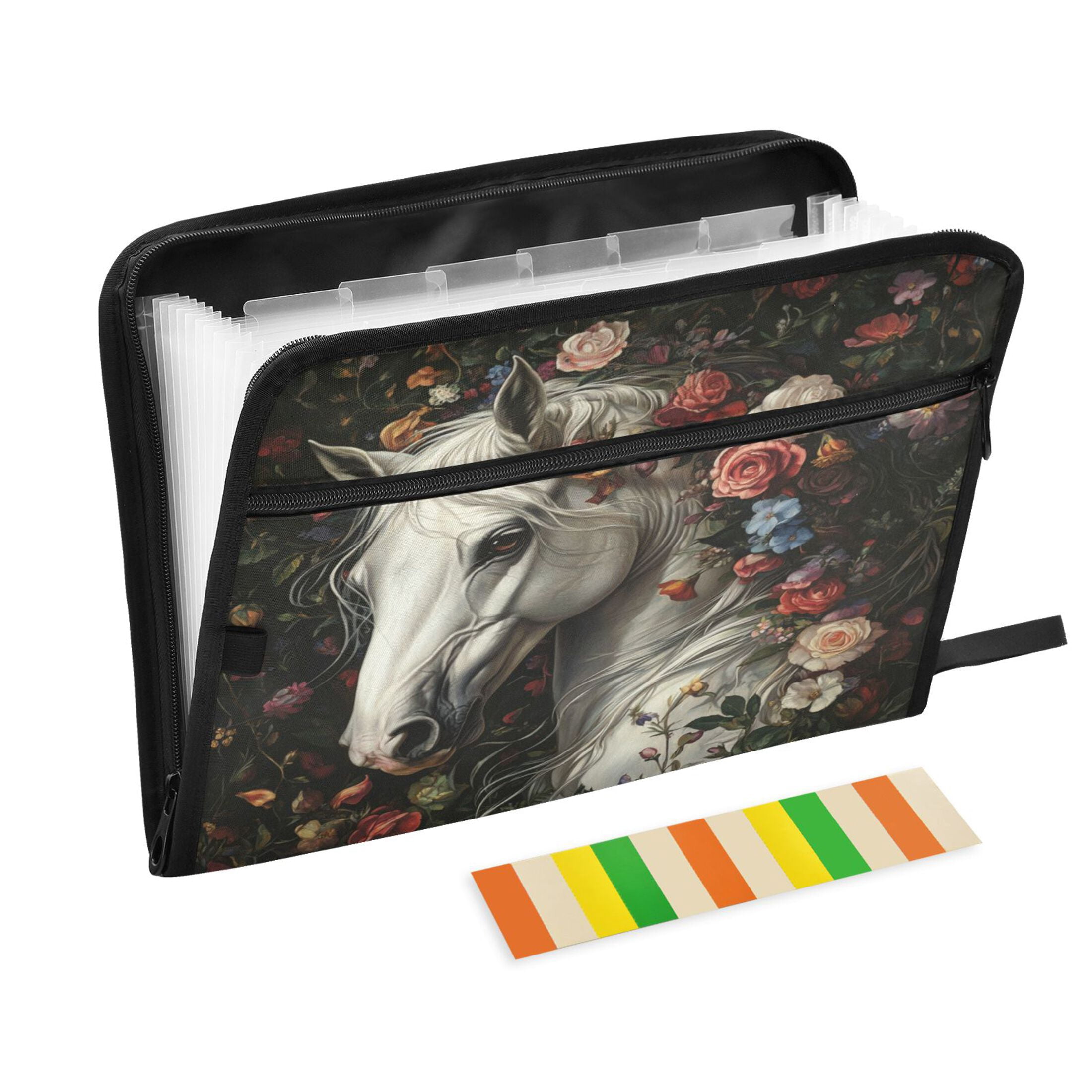 WOBOGO Rose Of Horse Expanding File Folder Letter Size Accordion Filing Organizer 13 Pocket Separate Organ Pocket