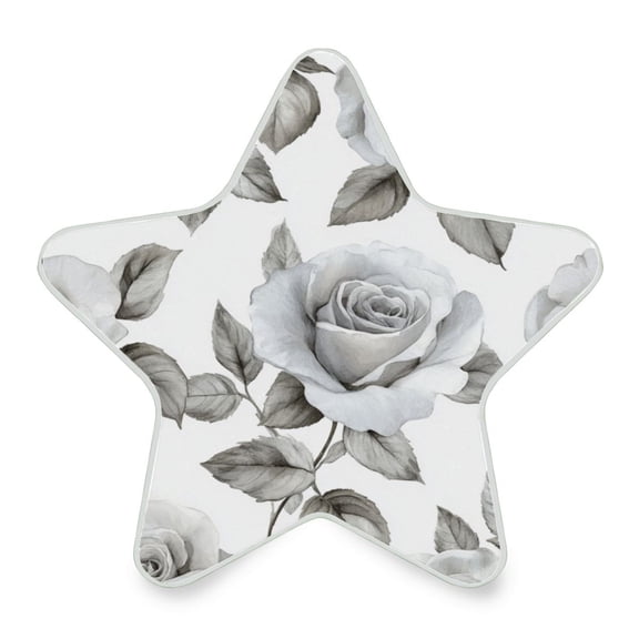 WOBOGO Rose Pattern in Gray and White Tones LED Star Night Light 0.2 Watt Wall Plug Dusk to Dawn Auto Switch Adjustable Brightness Soft White Light