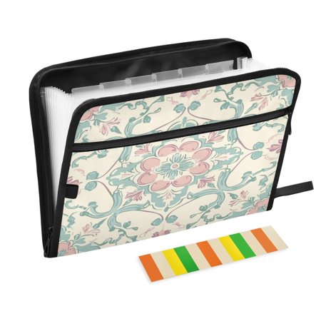 WOBOGO Rose Red Boho Pattern Expanding File Folder Letter Size Accordion Filing Organizer 13 Pocket Separate Organ Pocket