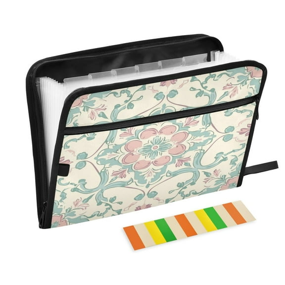 WOBOGO Rose Red Boho Pattern Expanding File Folder Letter Size Accordion Filing Organizer 13 Pocket Separate Organ Pocket