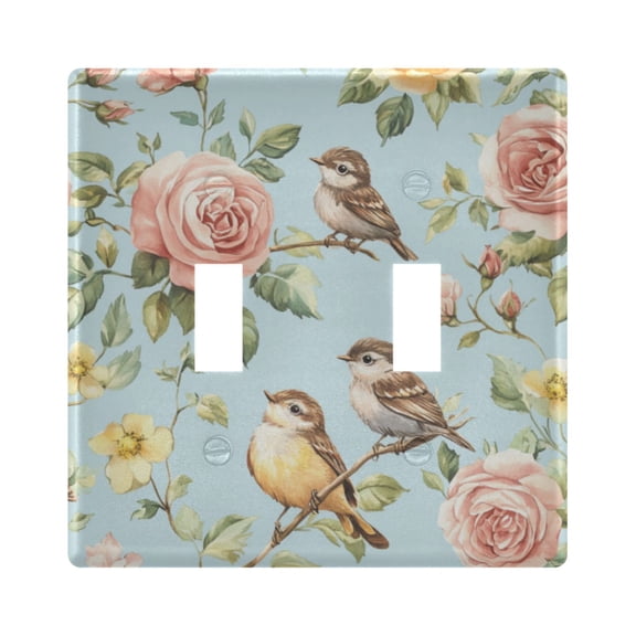 WOBOGO Rose Sparrow Drawing 2-hole Switch Plates PC Flame Retardant Plastic Material Glossy Finish Smooth Touch 4.56x4.48x0.27in