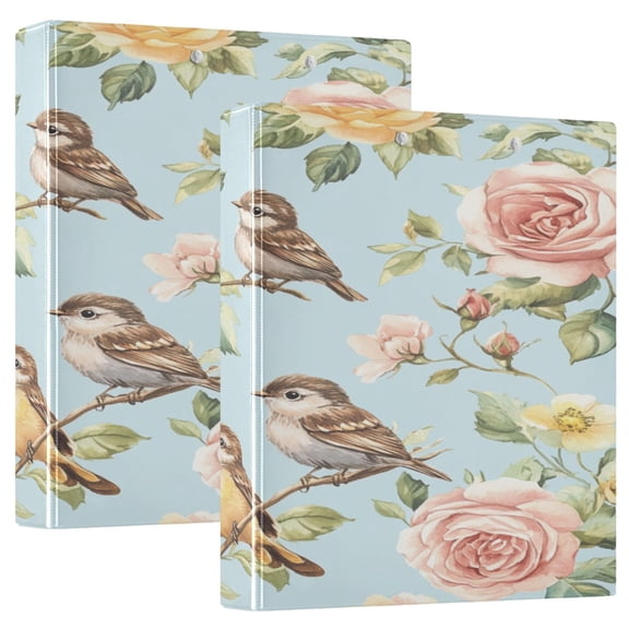 WOBOGO Rose Sparrow Drawing File Folders Extra Large Capacity to Hold 200 Sheets of Documents Hard Shell Ring Binder for School Home Office