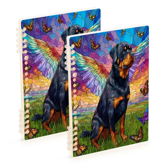 WOBOGO Rottweiler Dog Notebook College Horizontal Grid Paper Ink Spill Resistant Water Resistant Cover 8.3x5.7x0.4in