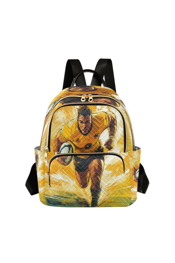 Rugby Player Running on The Field Of Play Butterfly Backpack Durable Lightweight Shoulder Bag Built-in Laptop Sleeve and Multiple Utility Compartments