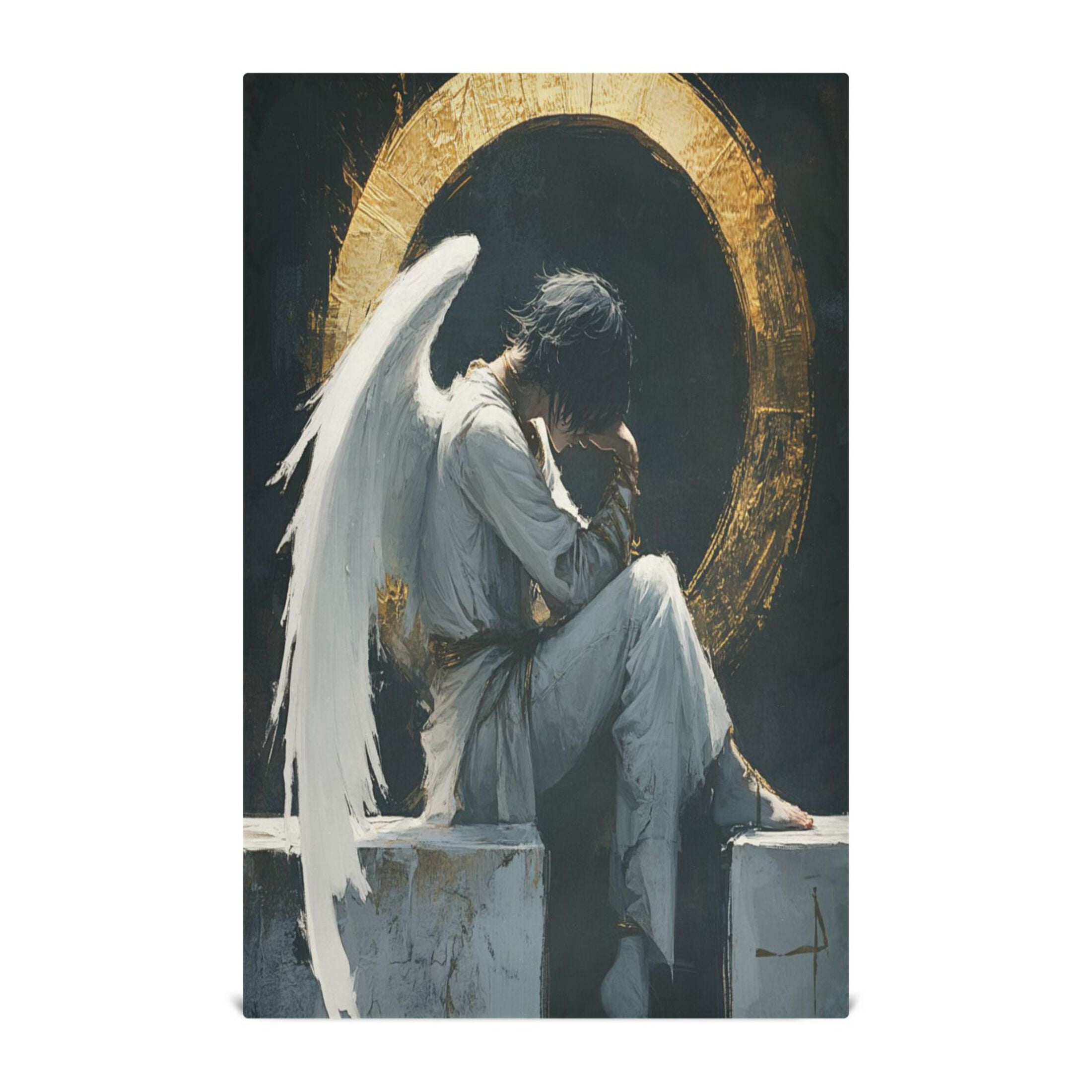 Sad Kitchen Rag WOBOGO Sad Angel Kitchen Towel 1 Piece Large Cotton Dishcloth Premium ...