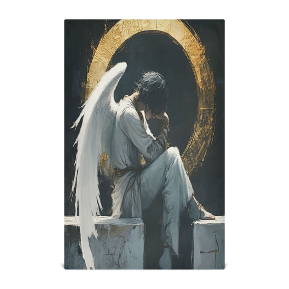 WOBOGO Sad Angel Kitchen Towel 1 Piece Large Cotton Dishcloth Premium Absorbency Set with Hanging Loop