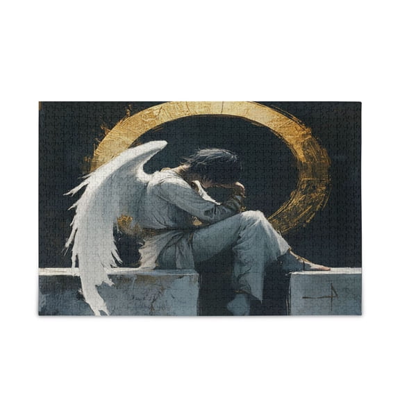 WOBOGO Sad Angel Puzzle Challenge 1000 Piece Jigsaw Suitable for Game Night Finished Size 29.5 x 19.7in