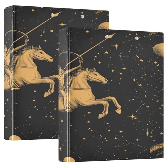 WOBOGO Sagittarius Pattern File Folders Extra Large Capacity to Hold 200 Sheets of Documents Hard Shell Ring Binder for School Home Office