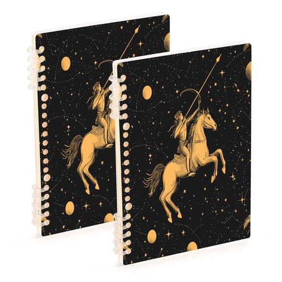 WOBOGO Sagittarius Pattern Notebook College Horizontal Grid Paper Ink Spill Resistant Water Resistant Cover 8.3x5.7x0.4in