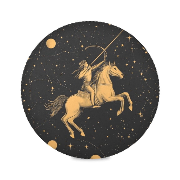WOBOGO Sagittarius Pattern Round Placemats Set of 1 Heat Resistant Washable Kitchen Table Decorations 15.4in