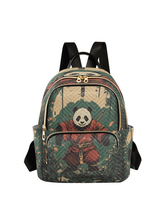 Samurai Panda Pattern Butterfly Backpack Durable Lightweight Shoulder Bag Built-in Laptop Sleeve and Multiple Utility Compartments