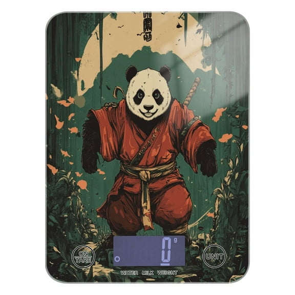 WOBOGO Samurai Panda Pattern Kitchen Scale Digital Gram and Ounce Weighing for Cooking Baking Ketogenic Diet Meal Prep