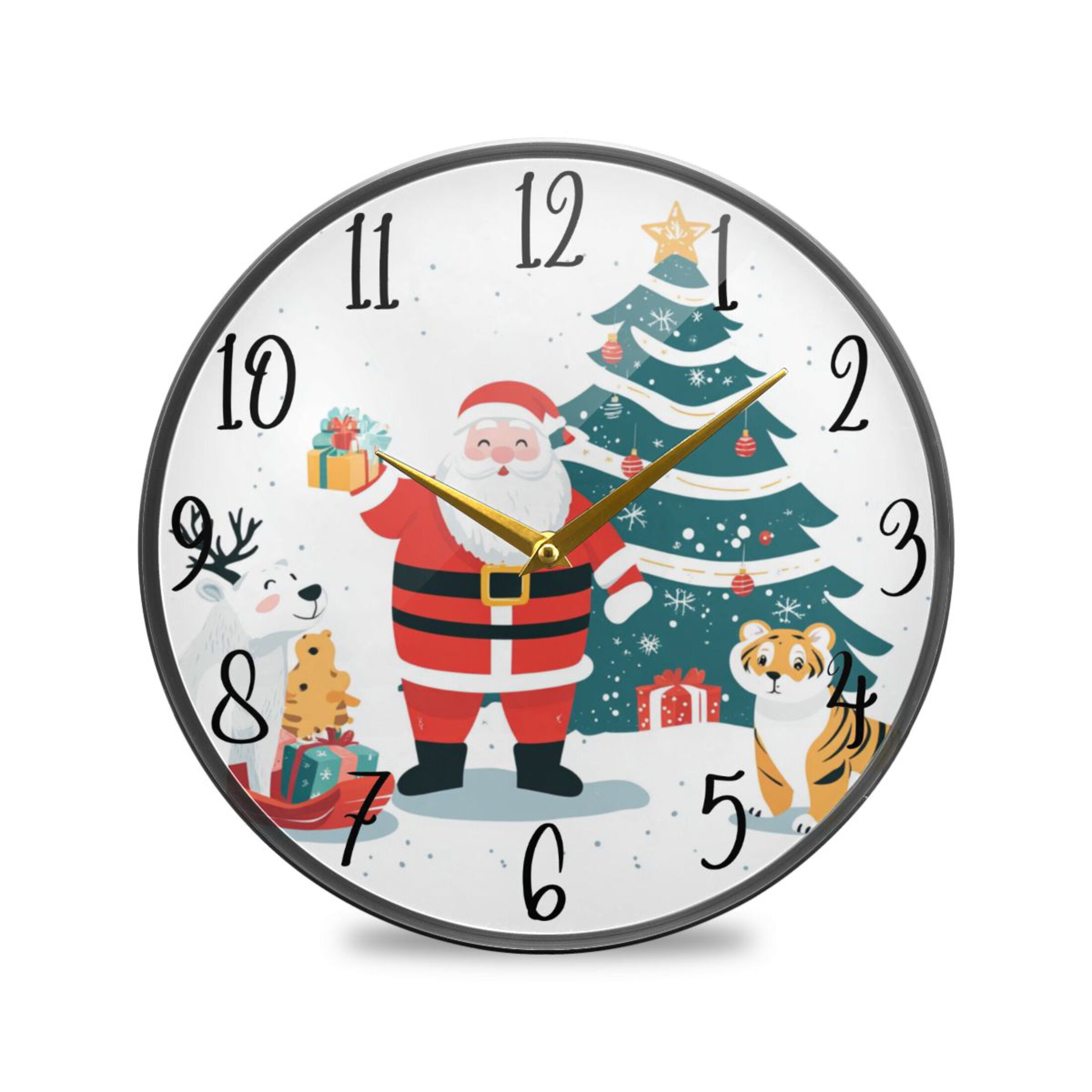 WOBOGO Santa Claus Acrylic Wall Clock Battery Operated 11.9in Silent No ...