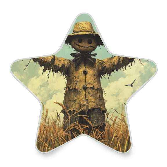 WOBOGO Scarecrow in A Rice Field with Sparrows LED Star Night Light 0.2 Watt Wall Plug Dusk to Dawn Auto Switch Adjustable Brightness Soft White Light