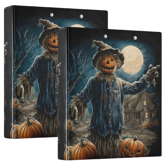 WOBOGO Scary Scarecrow File Folders Extra Large Capacity to Hold 200 Sheets of Documents Hard Shell Ring Binder for School Home Office