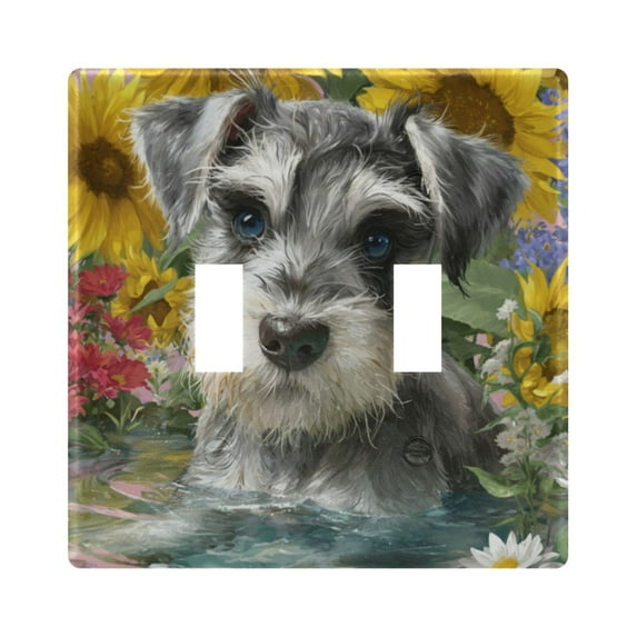 WOBOGO Schnauzer Puppy 2-hole Switch Plates PC Flame Retardant Plastic Material Glossy Finish Smooth Touch 4.56x4.48x0.27in