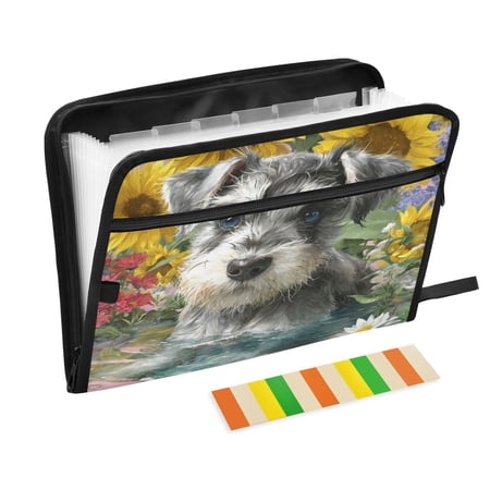 WOBOGO Schnauzer Puppy Expanding File Folder Letter Size Accordion Filing Organizer 13 Pocket Separate Organ Pocket