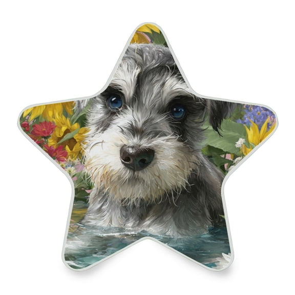 WOBOGO Schnauzer Puppy LED Star Night Light 0.2 Watt Wall Plug Dusk to Dawn Auto Switch Adjustable Brightness Soft White Light