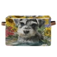 thumbnail image 1 of WOBOGO Schnauzer Puppy Square Storage Basket with Waterproof Canvas and PE Lining Durable PU Leather Handles 14.2×10.2×8.3in, 1 of 9