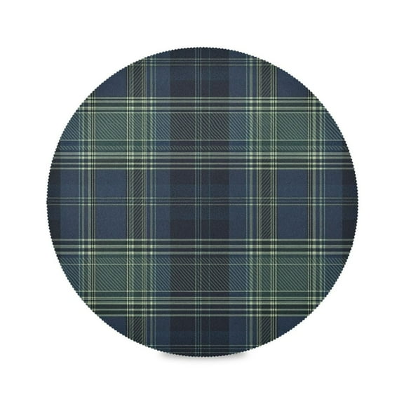 WOBOGO Scottish Tartan Pattern Round Placemats Set of 6 Heat Resistant Washable Kitchen Table Decorations 15.4in