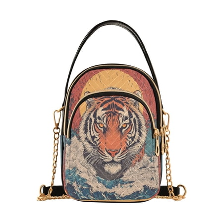 WOBOGO Sea Sunrise Tiger Pattern Ladies Chain Shoulder Bag Fashion Designer Handbag Versatile Classic Style