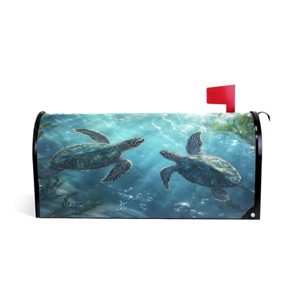 WOBOGO Sea Turtle Mailbox Cover Magnetic for Garden Yard Home Decor Standard Size 25.4×20.78in