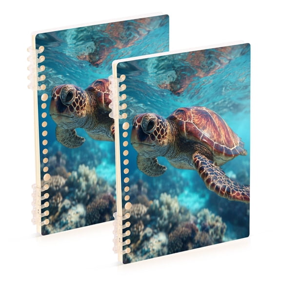 WOBOGO Sea Turtle Notebook College Horizontal Grid Paper Ink Spill Resistant Water Resistant Cover 8.3x5.7x0.4in