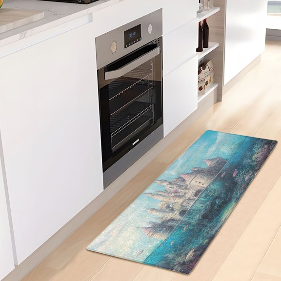 WOBOGO Seabed Castle Carpet 39x20in Kitchen Bathroom Plush Absorbent Non-Slip Floor Mat
