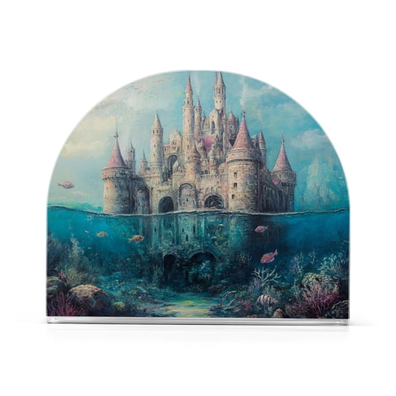 WOBOGO Seabed Castle Clear Acrylic Napkin Holder Kitchen Tissue Face Towel Cocktail Rack Bar Restaurant Dinner Paper Dispenser