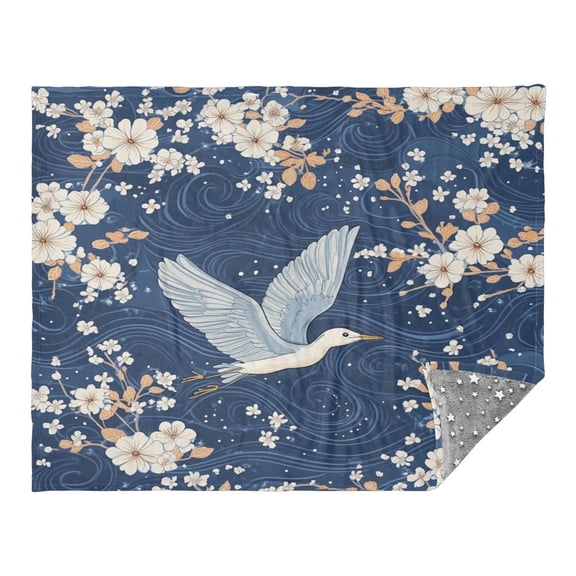 WOBOGO Seagulls White Flowers Blue Pattern Facecloth Blanket Fluorescent Effect in The Dark Four Seasons of Comfortable and Soft Skin Friendly Sheet 7055in