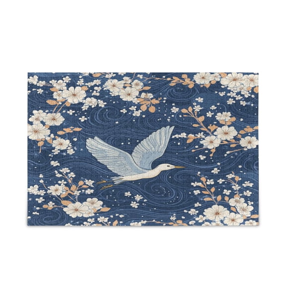 WOBOGO Seagulls White Flowers Blue Pattern Puzzle Challenge 1000 Piece Jigsaw Suitable for Game Night Finished Size 29.5 x 19.7in