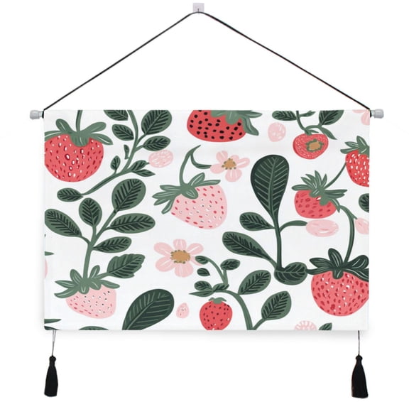 WOBOGO A Seamless Pattern with Cute Strawberries Living Room Canvas Wall Art Bedroom Study Framed Canvas Print Artwork Home Office Decorations 24.516.7in